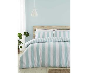 Catherine Lansfield Seafoam Cove Stripe Reversible Duvet Cover Set Blue