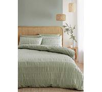 Catherine Lansfield Seersucker 180 Thread Count Duvet Cover Set Sage