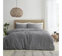 Catherine Lansfield Grey Seersucker Duvet Cover Set