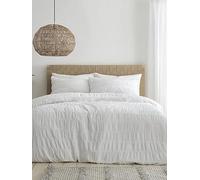 Catherine Lansfield Seersucker Duvet Cover Set In White White