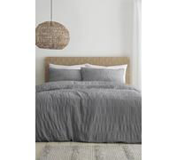 Catherine Lansfield 'seersucker' Duvet Set In Grey Grey Double