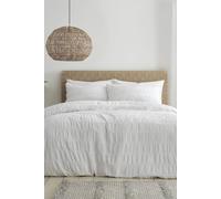Catherine Lansfield Bedding Seersucker King Duvet Cover Set with Pillowcases White
