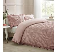 Catherine Lansfield Seersucker Frill Duvet Cover Set Bedding Bed Set 3 Colours