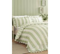 Catherine Lansfield 'Seersucker Frill Stripe' Duvet Cover Set in Green | Size: King Catherine Lansfield Green King