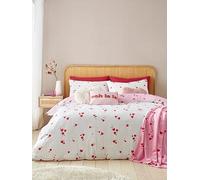 Catherine Lansfield Seersucker Heart Duvet Cover Set White/Red
