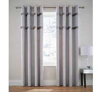 Catherine Lansfield Sequin Cluster 66x72 Inch Lined Eyelet Curtains Two Panels Silver Grey
