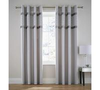 Catherine Lansfield Sequin Cluster 66x72 Inch Lined Eyelet Curtains Two Panels Silver Grey