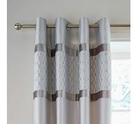 Catherine Lansfield Sequin Cluster 66x90 Inch Lined Eyelet Curtains Two Panels Silver Grey