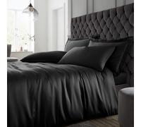 Catherine Lansfield Silky Soft Satin King Duvet Cover Set with Pillowcases Black