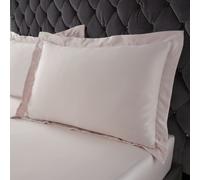 Catherine Lansfield Silky Soft Satin Oxford 50X75Cm + Border Pack Of 2 Pillow Cases With Envelope Closure Blush Pink