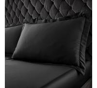 Catherine Lansfield Silky Soft Satin Oxford 50X75Cm + Border Pack Of 2 Pillow Cases With Envelope Closure Black