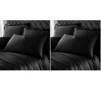 Catherine Lansfield Silky Soft Satin Standard Pillowcase Pair Black (Pack of 2)