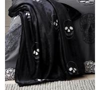 Catherine Lansfield Skulls Fleece Cosy Fleece 130x170cm Blanket Throw Grey