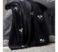 Catherine Lansfield Skulls Fleece Cosy Fleece 130x170cm Blanket Throw Grey