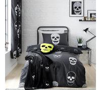 Catherine Lansfield Skulls Reversible Single Duvet Cover Set with Pillowcase Grey