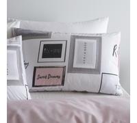 Catherine Lansfield Sleep Dreams Reversible Double Duvet Cover Set with Pillowcases Blush Pink