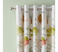 Catherine Lansfield Sleepy Dino Fully Reversible 66X72 Inch Eyelet Curtains Two Panel Green