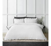 Catherine Lansfield So Soft Mono Frill Duvet Cover Set White / Black - Single - White / Black