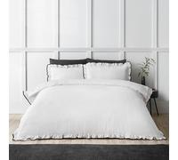 Catherine Lansfield So Soft Mono Frill Super King Duvet Cover Set with Pillowcases White/Black