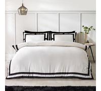 Catherine Lansfield So Soft Mono Panel Double Duvet Cover Set with Pillowcases Cream Black