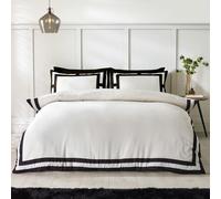 Catherine Lansfield So Soft Mono Panel Single Duvet Cover Set with Pillowcase Cream Black
