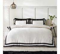 Catherine Lansfield So Soft Mono Panel Super King Duvet Cover Set with Pillowcases Cream Black