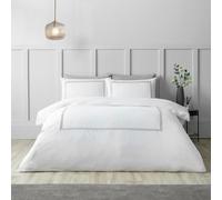 Catherine Lansfield So Soft Mono Satin Stitch Duvet Cover Set White / Silver - Double - White / Silver