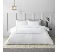Catherine Lansfield So Soft Mono Satin Stitch Super King Duvet Cover Set with Pillowcases White/Silver
