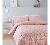 Catherine Lansfield So Soft Pinsonic Floral Blush Single Duvet Cover Set Quilted