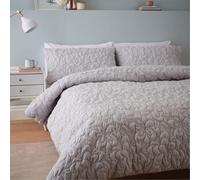 Catherine Lansfield So Soft Pinsonic Floral Grey Double Duvet Cover Set Quilted