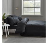 Catherine Lansfield So Soft Satin Stripe Double Duvet Cover Set with Pillowcases Black