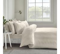 Catherine Lansfield So Soft Satin Stripe Double Duvet Cover Set with Pillowcases Cream