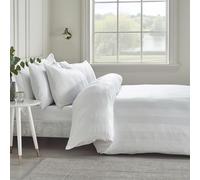 Catherine Lansfield So Soft Satin Stripe Double Duvet Cover Set with Pillowcases White