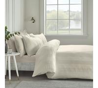 Catherine Lansfield So Soft Satin Stripe Super King Duvet Cover Set with Pillowcases Cream