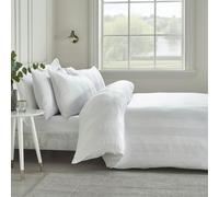 Catherine Lansfield So Soft Satin Stripe Single Duvet Cover Set with Pillowcase White