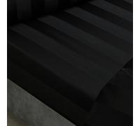 Catherine Lansfield So Soft Satin Stripe Fitted Sheet Black - Super King - Black