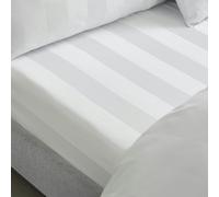 Catherine Lansfield So Soft Satin Stripe Super King Fitted Sheet White