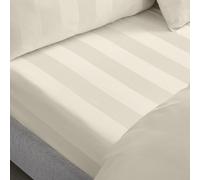 Catherine Lansfield So Soft Satin Stripe King Fitted Sheet Cream