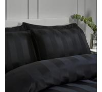 Catherine Lansfield So Soft Satin Stripe Standard Pillowcase Pack of 4 Black