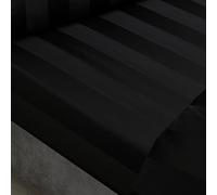 Catherine Lansfield So Soft Satin Stripe Super King Fitted Sheet Black