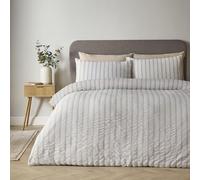 Catherine Lansfield So Soft Seersucker Stripe King Duvet Cover Set with Pillowcases Natural