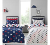 Catherine Lansfield 'So Soft Stripes & Stars' Duvet Cover Set Two Pack in Blue | Size: Double Catherine Lansfield Blue Double