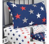 Catherine Lansfield So Soft Stripes and Stars Single Fitted Sheets Two Pack White Blue