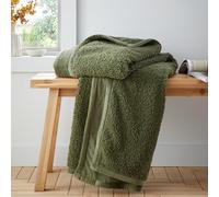 Catherine Lansfield So Soft Velvet Boucle 130x170 cm Blanket Throw Olive Green