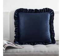 Catherine Lansfield So Soft Velvet Double Frill 45x45cm Cushion Navy Blue