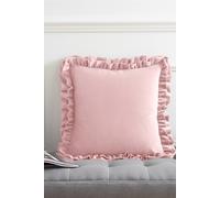 Catherine Lansfield 'so Soft Velvet' Double Frill Cushion In Light Pink Light Pink 43cm x 43cm
