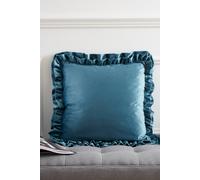Catherine Lansfield 'so Soft Velvet' Double Frill Cushion In Teal Teal 43cm x 43cm