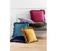 Catherine Lansfield So Soft Velvet Double Frill 45x45cm Cushion Teal Green
