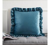 Catherine Lansfield So Soft Velvet Touch Double Frill 43X43Cm Cushion Teal Green