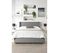 Catherine Lansfield Soho Ottoman Storage Wing Bed In Saxon Twill Fabric, Custom Made In Grey Grey King